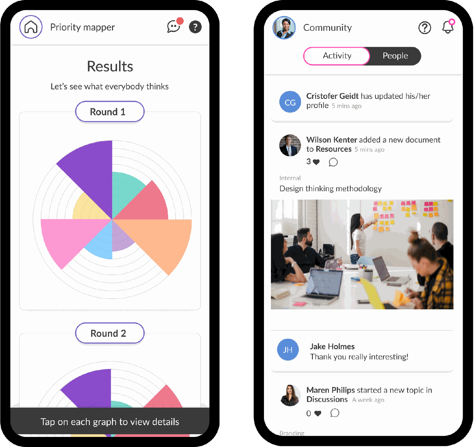 The SmartLab Event App shown across phone and tablet with agenda, surveys and engagement features